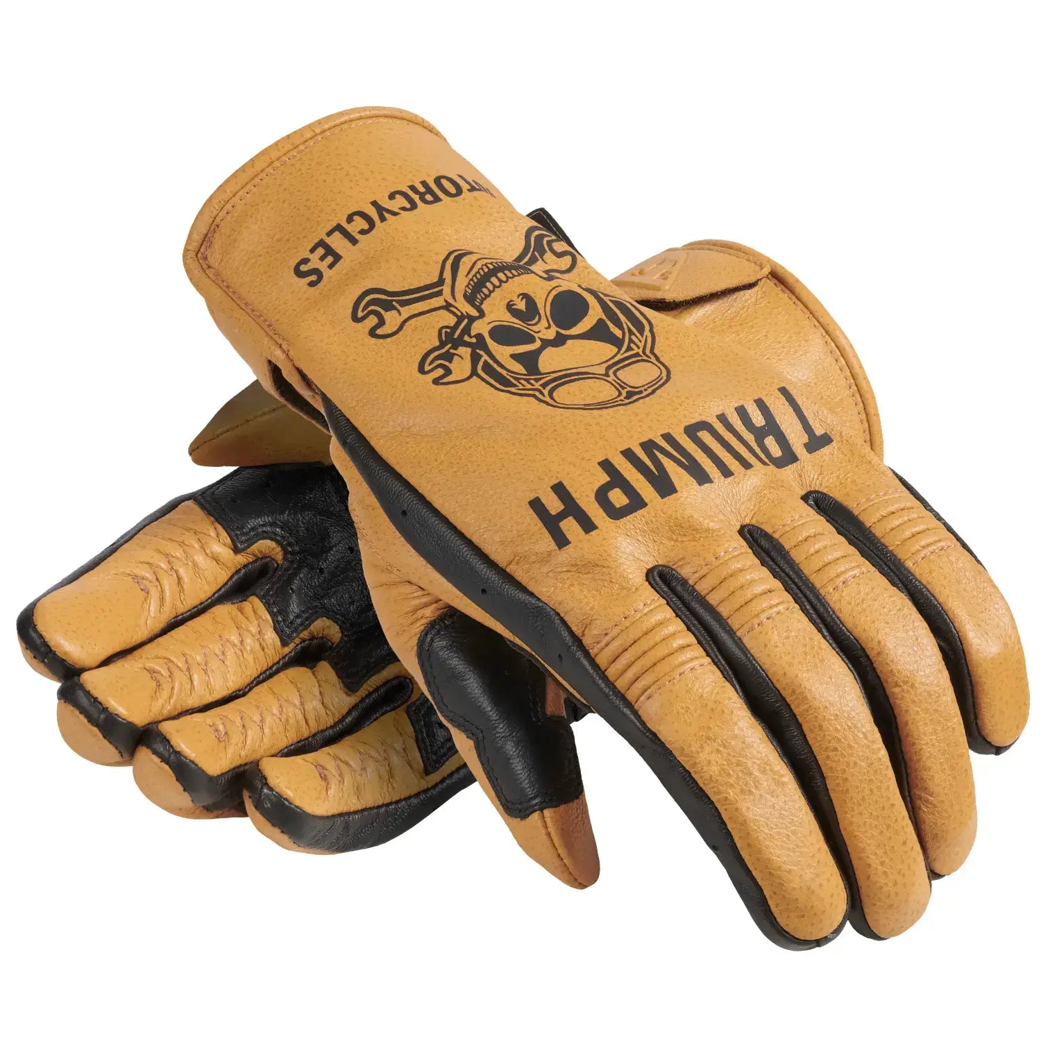 Triumph Hello Moto Gloves Gold / Black | Triumph Direct