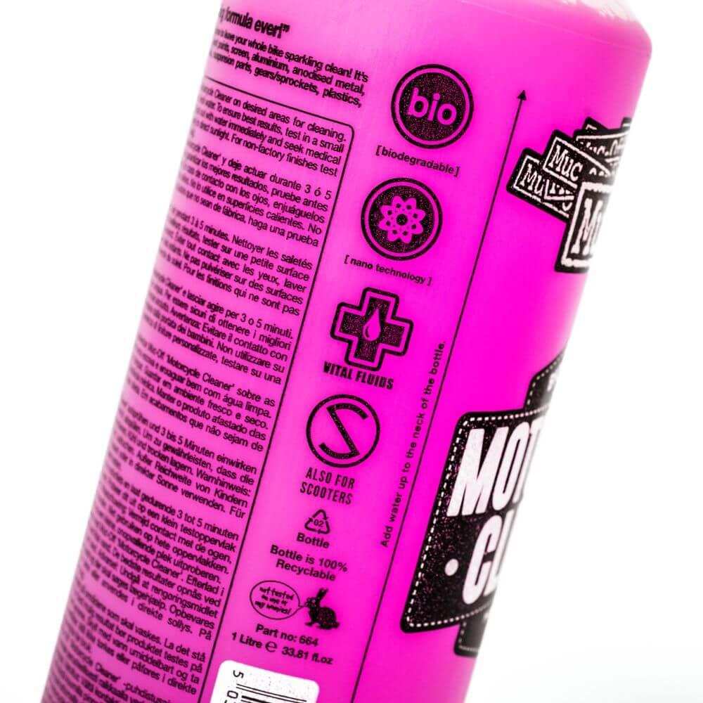 Muc Off 664US Nano-Tech Motorcycle Cleaner, 1 Liter - Fast-Action,  Biodegradable Motorbike Cleaning Spray - Safe On All Surfaces and All Types  of